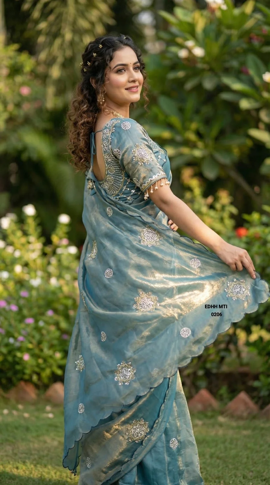 PURE SOFT FANDY SATTIN SILK FABRIC AARKO BORDER IN DESIGNER SAREE